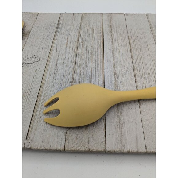Tupperware Yellow Lot of 2 Salad Spoons Sporks Serving Utensil 12" - Picture 5 of 9